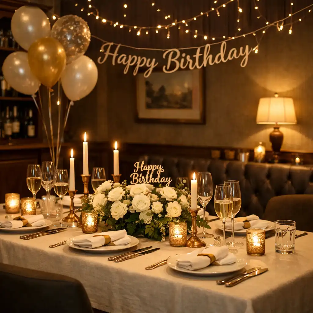 Table élégamment dressée pour un dîner privé et un anniversaire chez Monteliisse