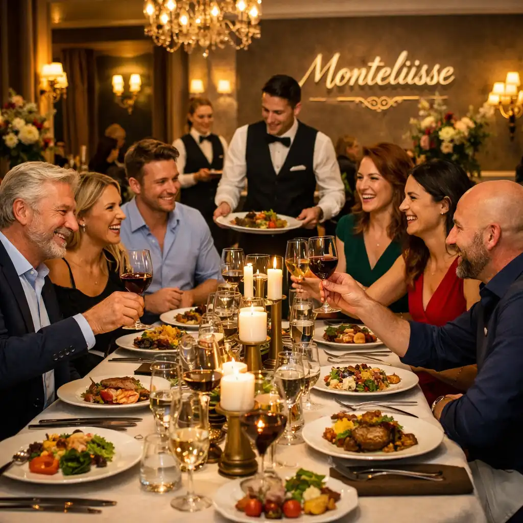 Groupe d’invités profitant d’un événement convivial chez Monteliisse