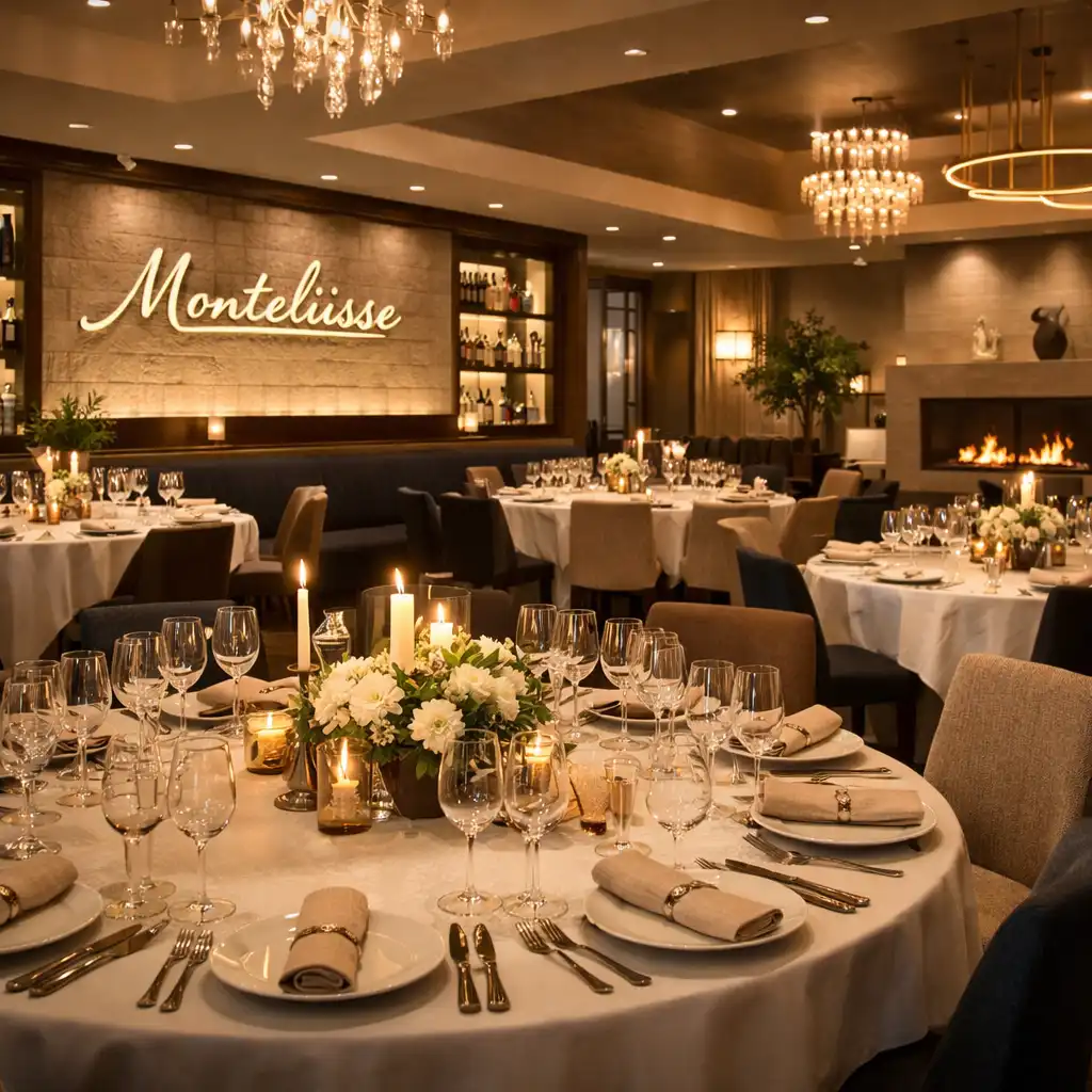 Intérieur du restaurant Monteliisse avec décor contemporain et lumineux
